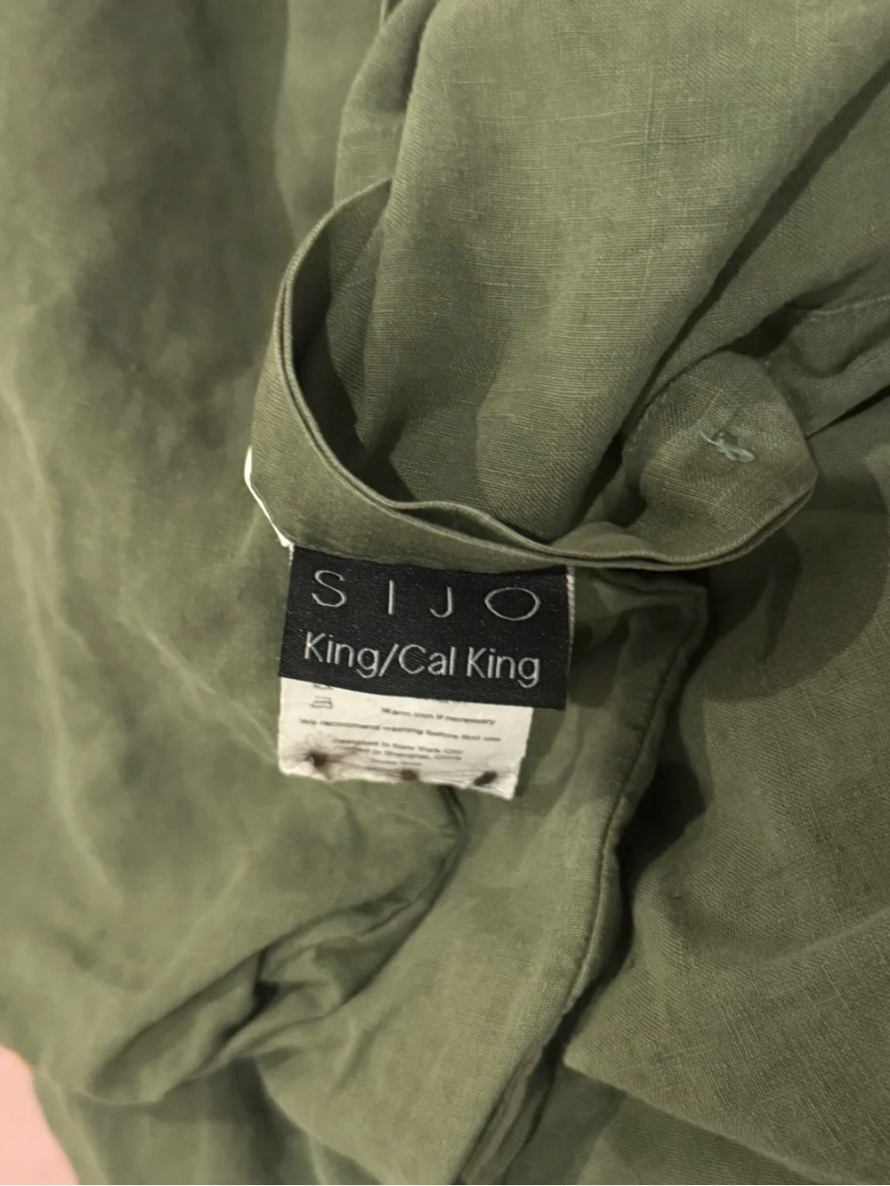 SiJo King/Cal King Olive Green French Faux Linen Duvet Cover